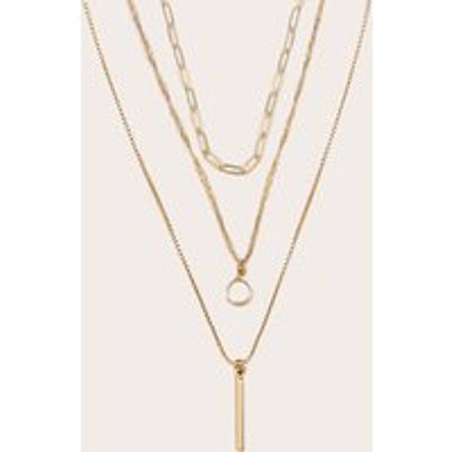 Gold Layered Circle Pendant Detail Necklace, Yellow - One Size