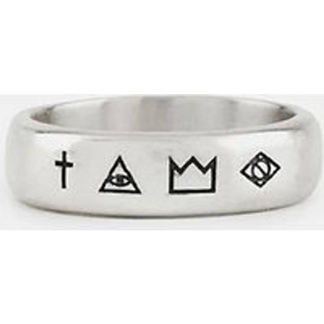 Serge Denimes Mens Silver 4 Symbols Sterling-silver Ring N - SILVER