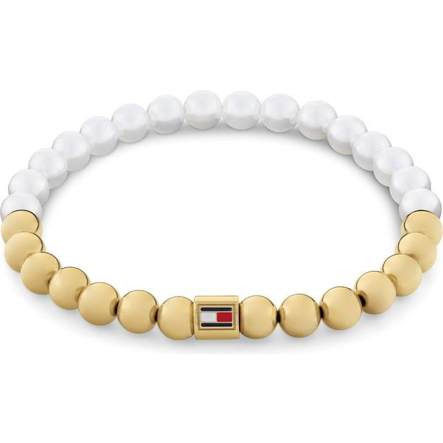 Tommy Hilfiger Ladies' Glass Pearl Gold Plated Beaded Bracelet