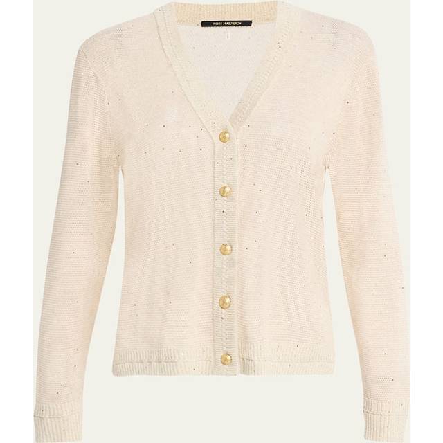 Anthia Sequin Button-Down Sweater - NATURAL - Large