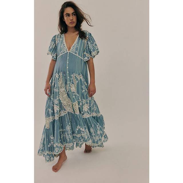 Blue Bonnet Maxi Dress in Dusty Blue Combo, Size: Large
