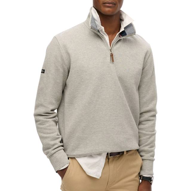 Superdry for man. M2014078A Half-zip pique sweatshirt Core grey (XL), Casual, Cotton