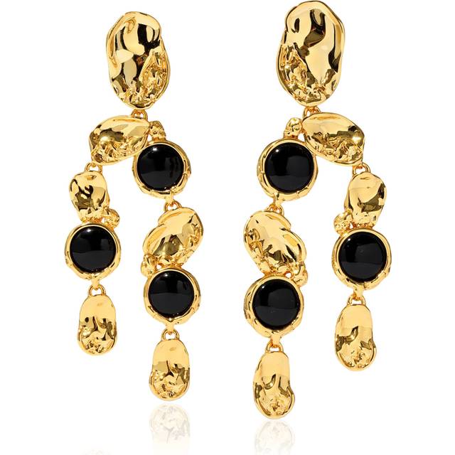 Alexis Bittar Brut Coin Chandelier Earrings in Onyx  | Statement Jewelry from Alexis Bittar (One Size)