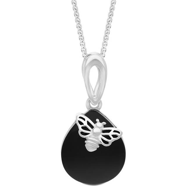 Sterling Silver Whitby Jet Small Bee Necklace