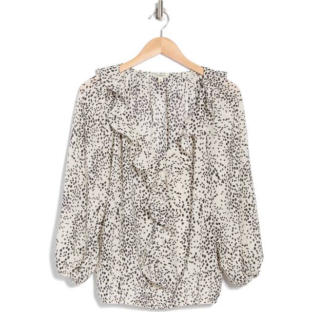 Max Studio Ruffle Front Bubble Hem Blouse