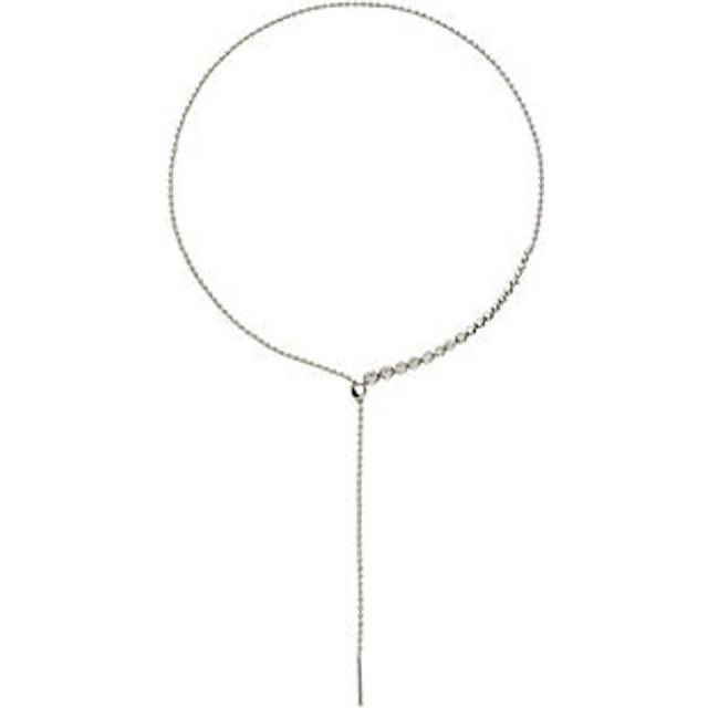 Beaded Stone Slider Lariat Necklace | Sterling Silver Cubic Zirconia