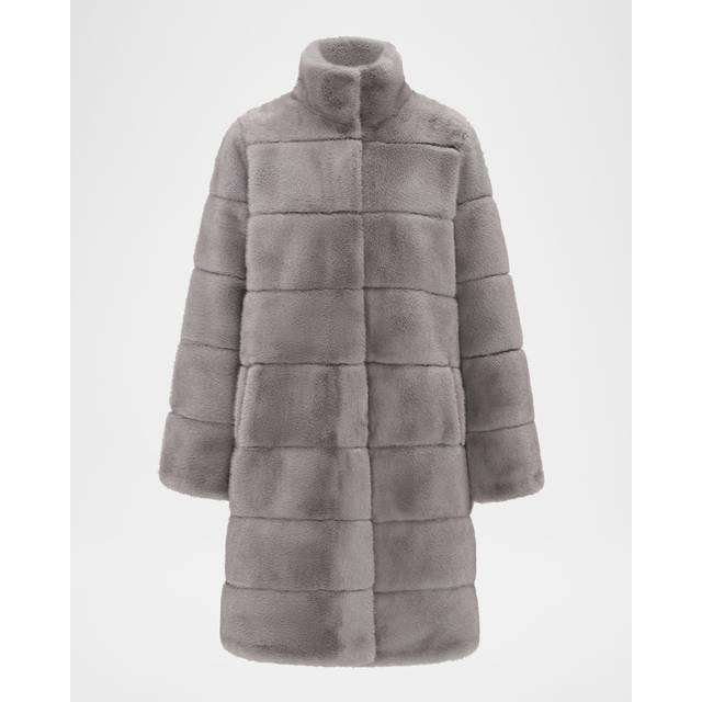 Mink Faux Fur Reversible Short Coat - DARK GRAY/BLACK - Large