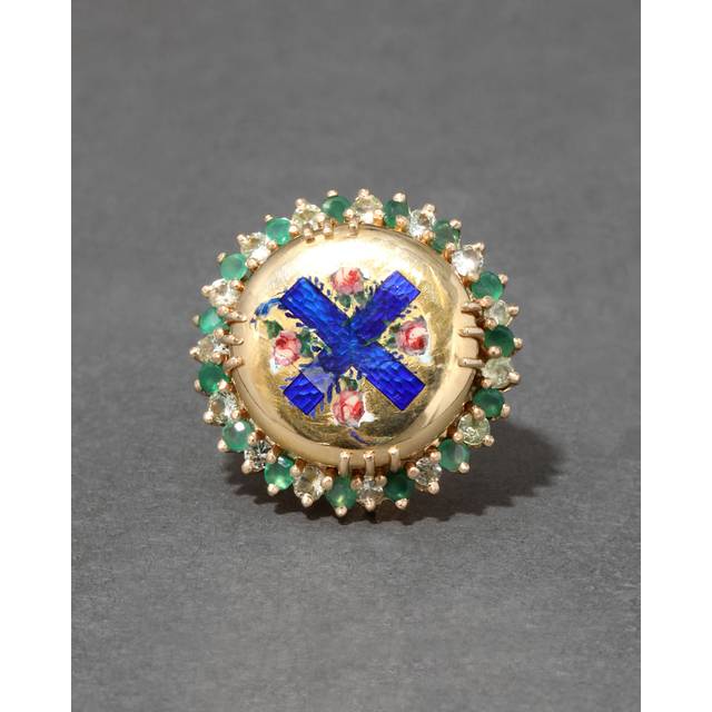 Alexis Bittar Antique 1700S 14K With French Enamel & Emerald & Sapphire Shank Ring in Gold Size 6 | Statement Jewelry from Alexis Bittar (6)