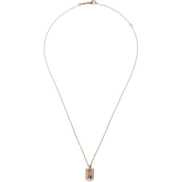 Suzanne Kalan - 18kt rose gold Frenzy sapphire dog tag necklace - women - Sapphire/18kt Rose Gold/Diamond - One Size - Pink