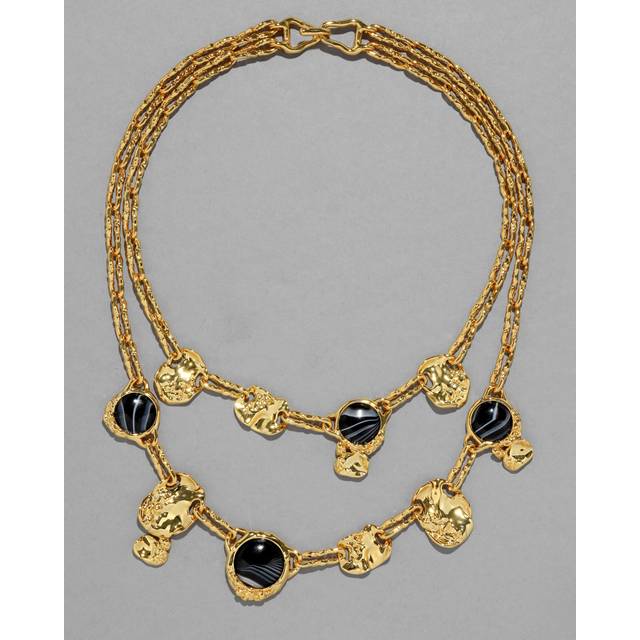 Alexis Bittar Brut Coin Layered Necklace in Banded Agate | Statement Jewelry from Alexis Bittar (One Size)