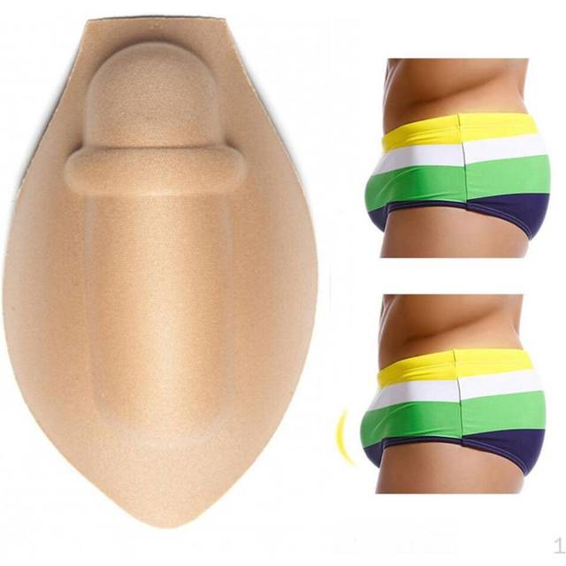 (beige) Men Underwear Enhancing Cup Bulge Sponge Pad Cushion Trunks Shorts White