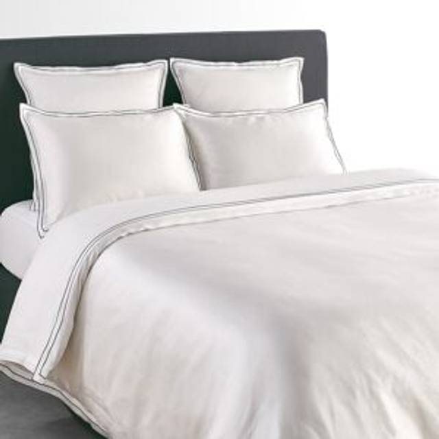 Tucci Organic Cotton Satin Duvet Cover - White/Pebble Grey - S.KING (260X240CM)