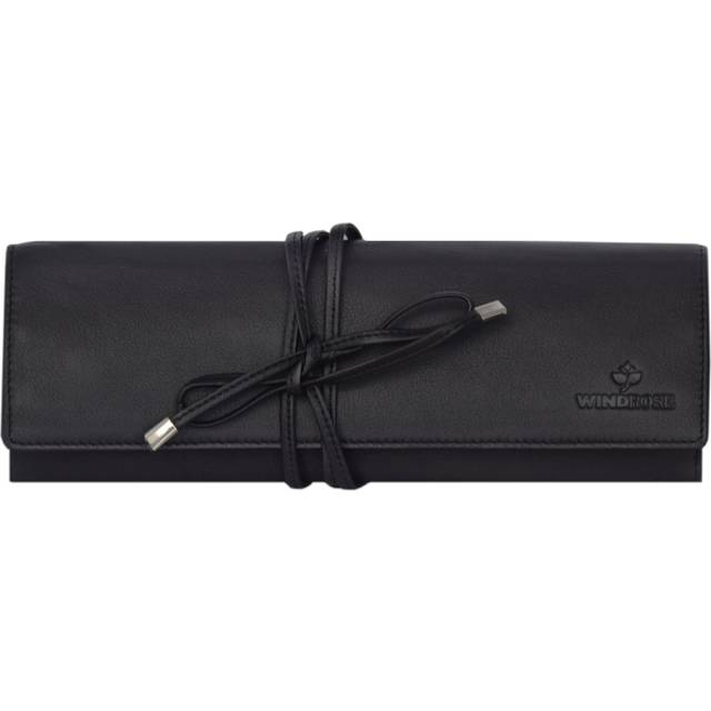 Windrose Nappa jewelry roll 23,5 cm leather black
