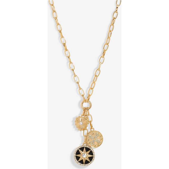 MOOD Mood Gold Black And Crystal Celestial Charm Pendant Necklace