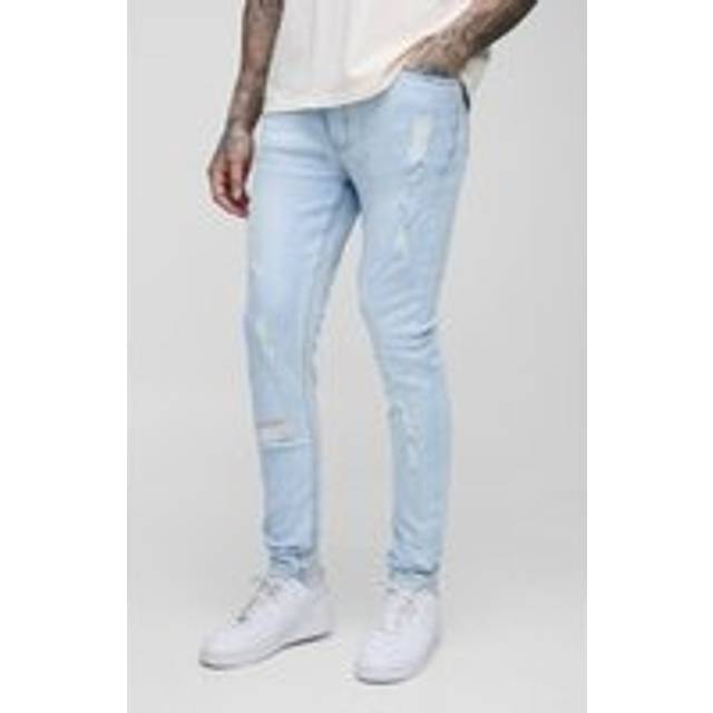 Tall Skinny Stretch Ripped Bleach Wash Jean - White - 34