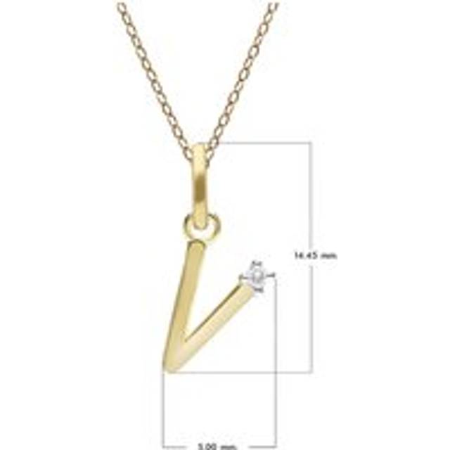 Initial Diamond Letter Necklace In 9ct Yellow Gold