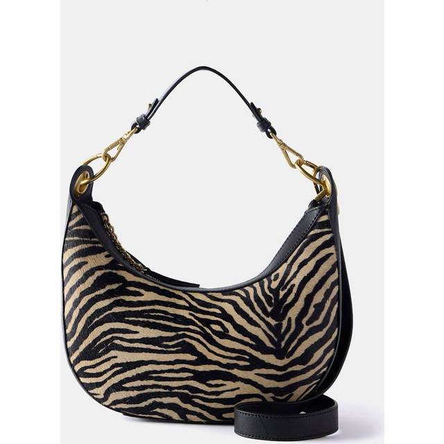 Mint Velvet Zebra Print Leather Bag, Natural/Multi