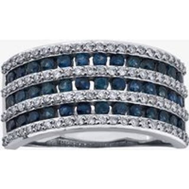 18ct White Gold Blue Topaz and Diamond Seven Row Ring 52C47WG/25 M