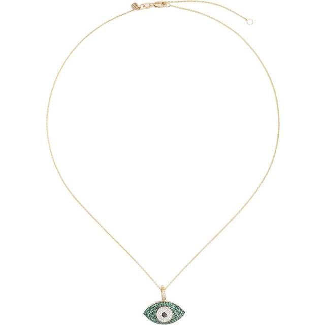 Sydney Evan - 14kt yellow gold Puffy Evil Eye emerald and diamond necklace - women - 14kt Yellow Gold/Emerald/Diamond - One Size