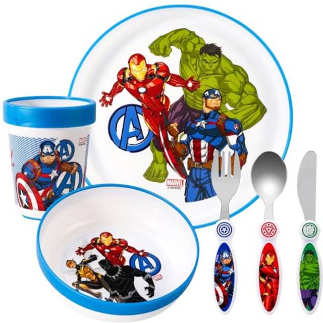 Avengers Kids 6 Piece Dinner Set - Plate/Bowl/Cup/Knife/Fork/Spoon