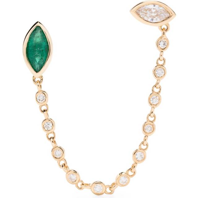SHAY - 18kt yellow gold diamond and emerald drop earring - women - 18kt Yellow Gold/White Diamond/Emerald - One Size