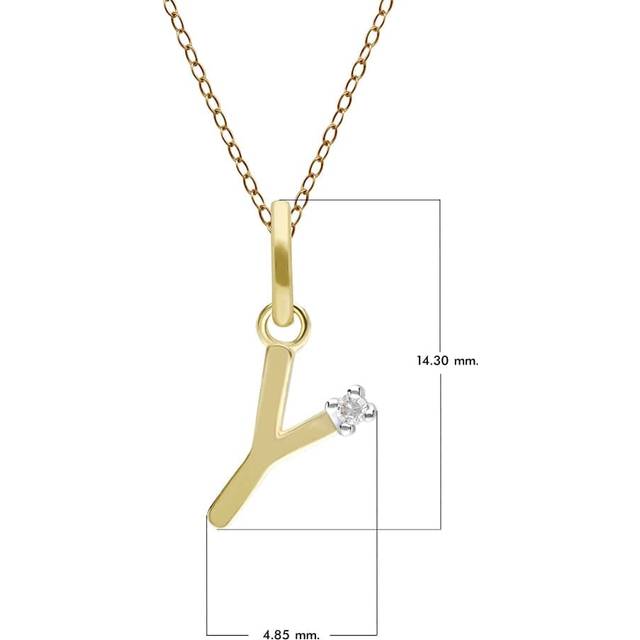 Initial Diamond Letter Necklace In 9ct Yellow Gold