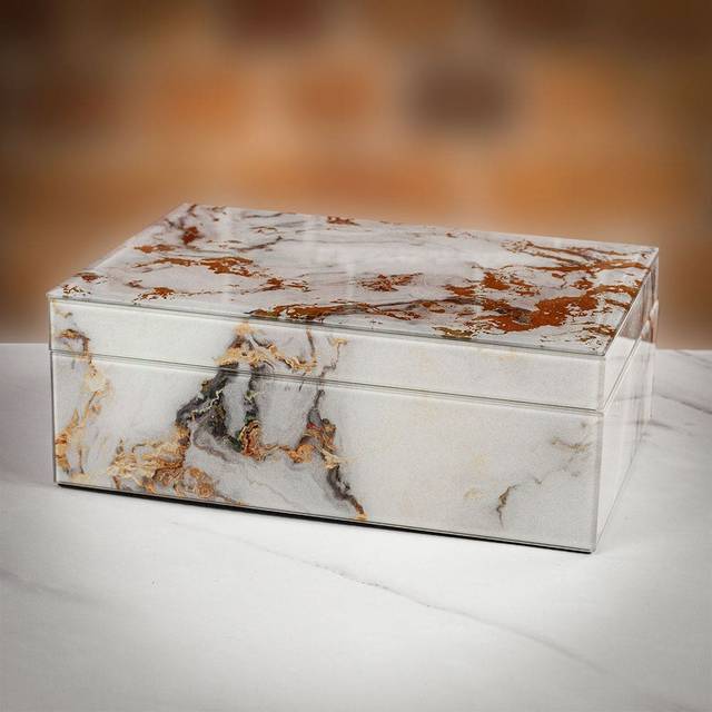 Mele & Co Scarlett Jewellery Box - can be Engraved or Personalised - Marble