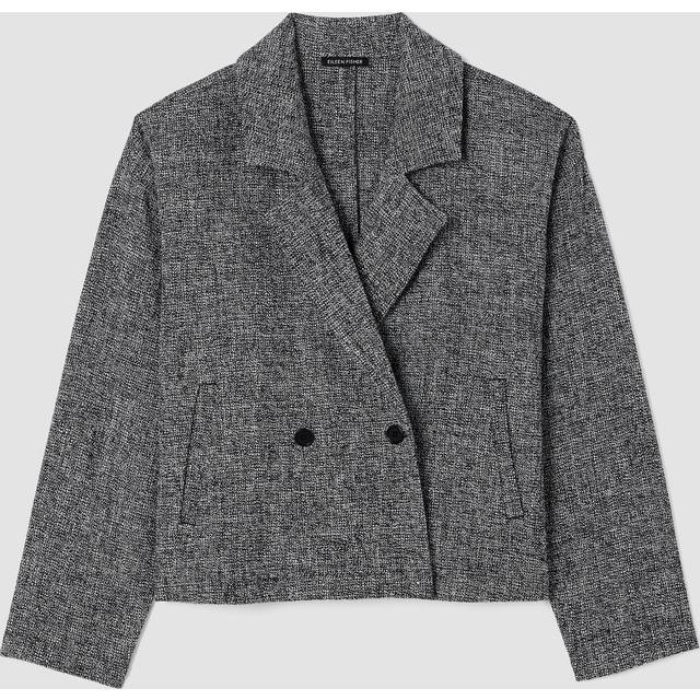 Boxy Organic Cotton Tweed Blazer - BLACKWHITE - X-Large