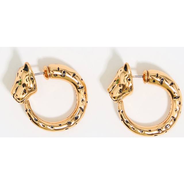 Gold and black panther hoop earrings - GREEN - UN