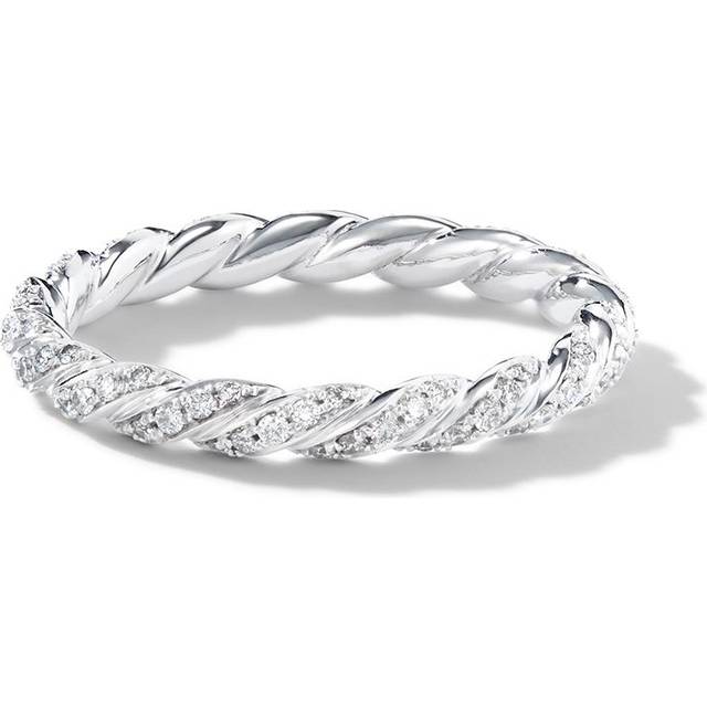 David Yurman - 18kt white gold Petite Pavé diamond band ring (2.8mm) - women - 18kt White Gold/Diamond - 5 - Silver