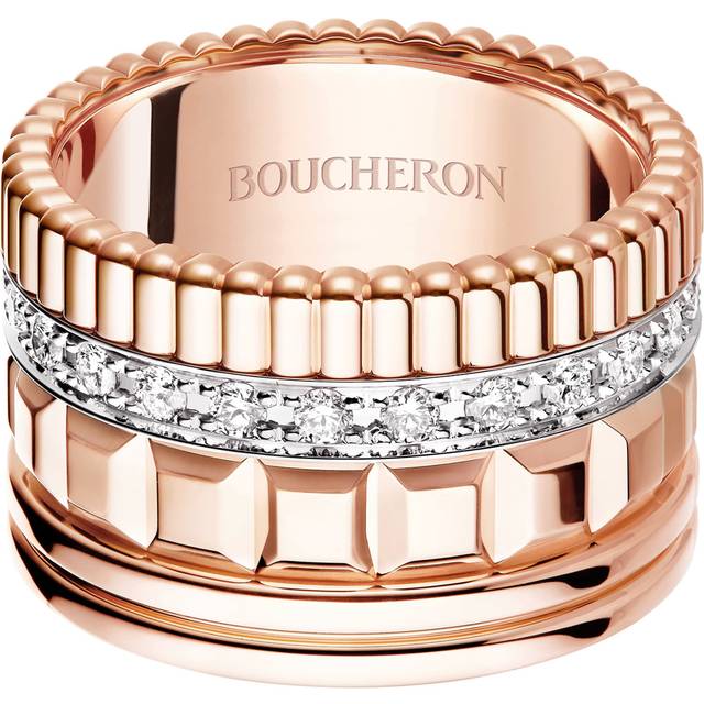 Boucheron Womens Pink Quatre Radiant Edition Rose-gold and 0.51ct Diamond Ring 54mm - PINK