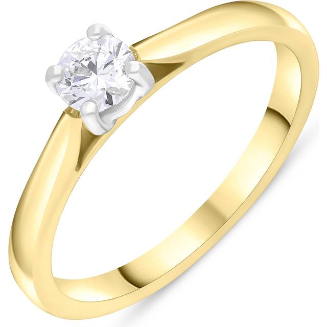 18ct Yellow Gold .31 Diamond Solitaire 4 Claw Scalloped Ring Size O FSI1 GIA