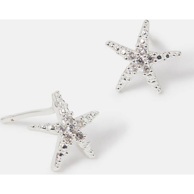 Sterling Silver-plated Sparkle Starfish Stud Earrings - Accessorize - Multicolour - One Size