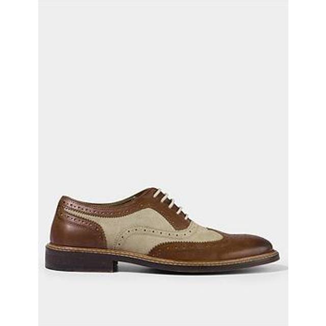 Men's Double Stitched Leather Brogues - Size 12 - Tan - by Joe Browns