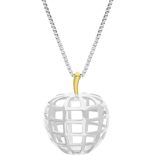 Sterling Silver 18ct Yellow Gold Plated House & Garden Apple Large Pendant D - Silver