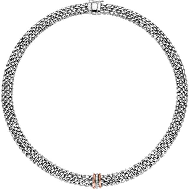 Fope Panorama 18ct White Gold 0.08ct Diamond Rose Gold Rondelle Necklace