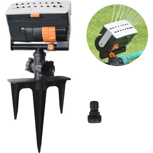Lawn Sprinkler for Yard 16 Hole Automatic Oscillating Sprinkler 4 Spraying Modes Adjustable Water black