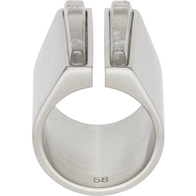 Rick Owens Silver Hollywood Open Beveled Crystal Ring - 128 PALLADIO - FR 58