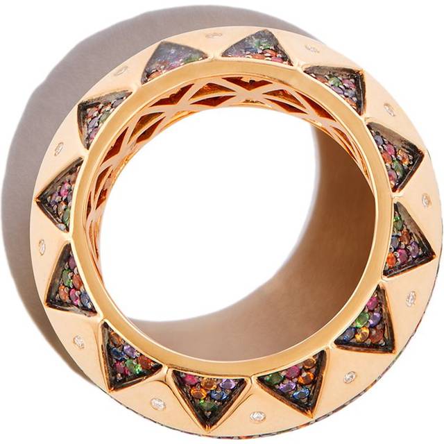 Harwell Godfrey - 18kt yellow gold chubby talisman rainbow sapphire ring - women - Sapphire/18kt Yellow Gold - 7