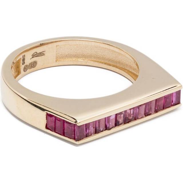 Jacquie Aiche - 14kt yellow gold Flat Bar ruby ring - women - Ruby/14kt Gold - 5 1/2