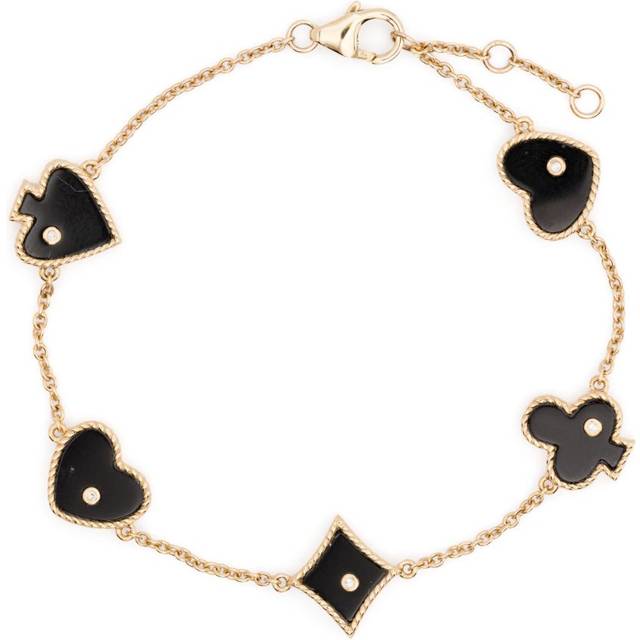 Yvonne Léon - 9kt yellow gold Casino multi-stone bracelet - women - 9kt Gold/Mother of Pearl/Onyx/Grey Diamond - One Size