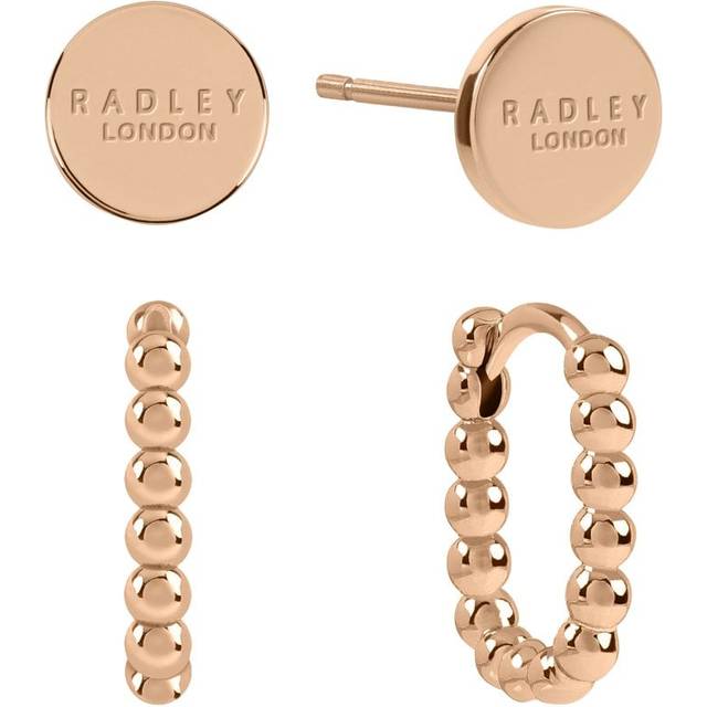 Radley ladies rose gold plated huggie earrings twin pack ryj1458s