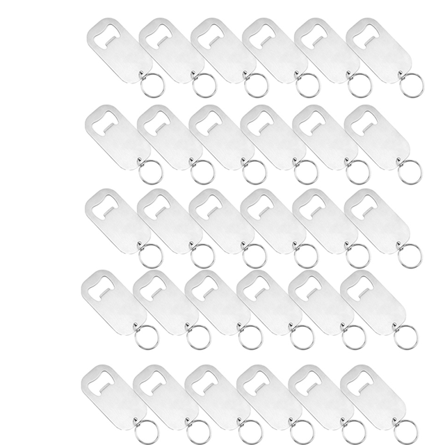 30 Pcs Stainless Steel Bottle Opener Keychain Beer L
