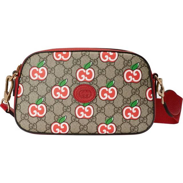 (WMNS) Gucci Apple Pattern Leather Canvas Shoulder Messenger Bag 'Ebony Red' - red - F
