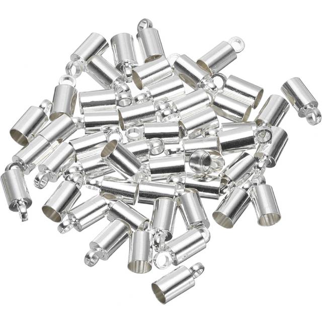 50pcs cord 9mm end cap barrel beads kumihimo 4mm dia silver