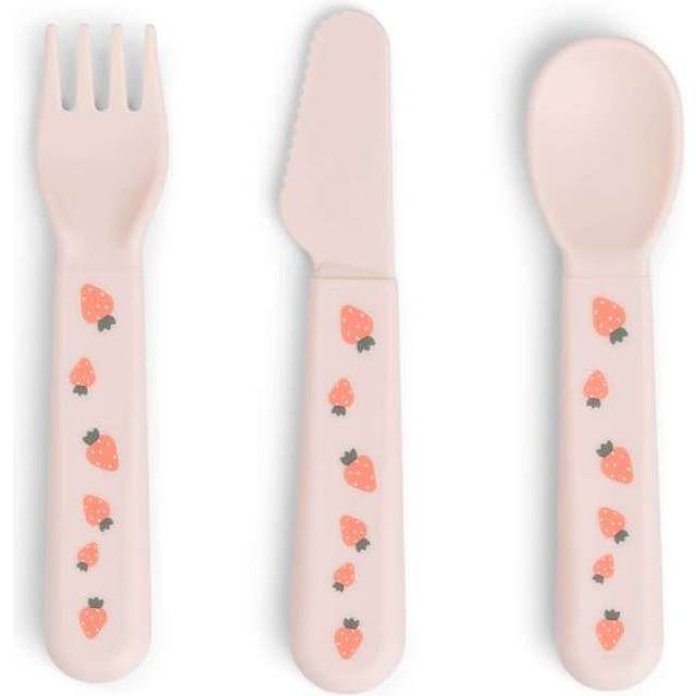 DONE BY DEER Foodie Cutlery Set Tiny Farm Powder |Rosa |12X 2X 1 cm