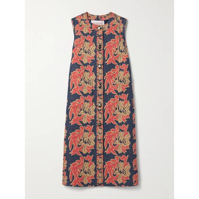 Valentino Floral Jacquard waistcoat with Après L'Hiver pattern Woman INDIGO/MULTICOLOUR 46