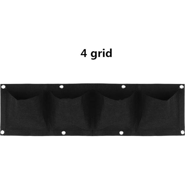 (4 grid black) Wall Hanging Plant Growing Kits Bags 24 Size Pockets Green Bag Planter