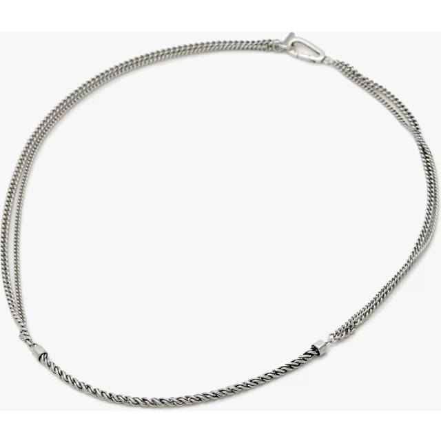 AllSaints Unisex Refined Double Curb Chain Necklace, Silver