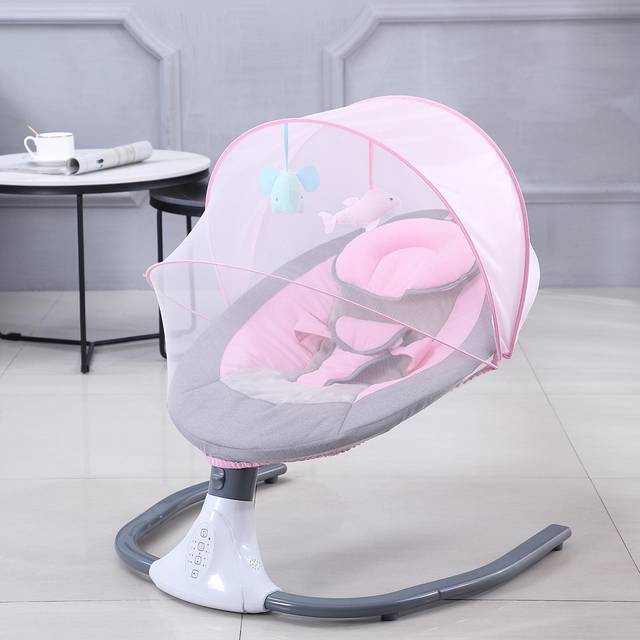 Putybudy S-Y608 Motoriserad babygunga för spädbarn Baby Rocker 4 hastigheter & 4 timer & 12 förinställda UK Plug blå